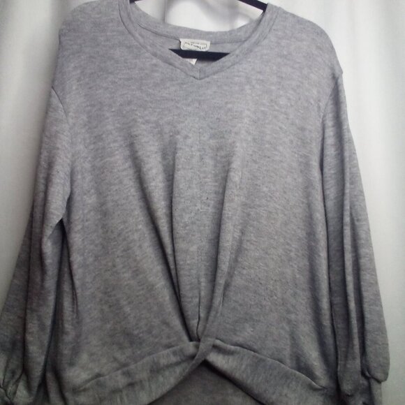 For The Republic Shirt M Women Long Sleeve Cross Front Gray - Picture 6 of 14